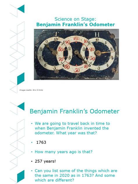 Science/Maths Lesson - Benjamin Franklin's Odometer | PDF