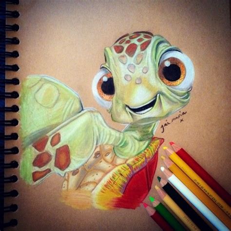 Disney Drawing. Squirt Artwork from finding nemo. Using prismacolor crayons. Drawing Cartoon ...