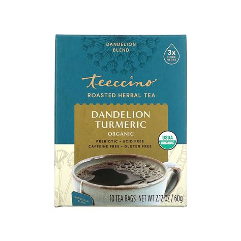 Teeccino Roasted Herbal Tea Organic Dandelion Turmeric 60g - Fiddleheads Health and Nutrition