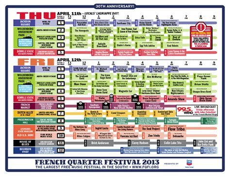 2013 French Quarter Festival Schedule | WWNO