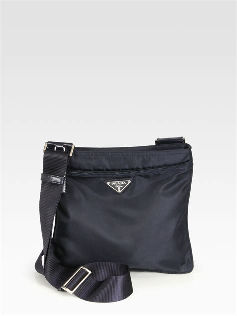 Prada Nylon Messenger Bag in Black (blue) | Lyst