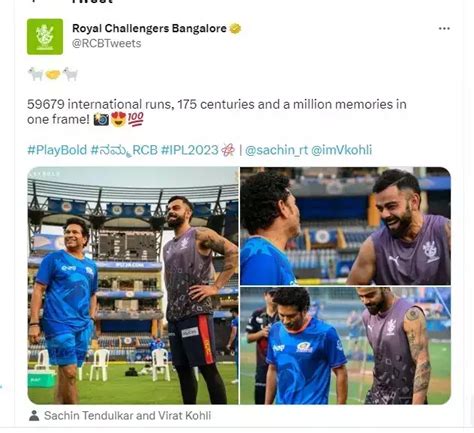 Sachin Tendulkar, Virat Kohli Reunion At Wankhede; MI, RCB Share Heartwarming Pics