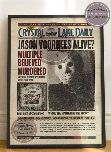 Friday the 13th 1980 Horror Movie Jason Voorhees Camp Crystal - Etsy