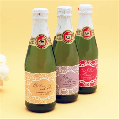 Elegant Damask Sparkling Cider Mini Bottles - 12 pcs - Personalized Edible Favors - Personalized ...