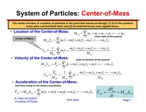 System of Particles: Center-of-Mass ∑ P