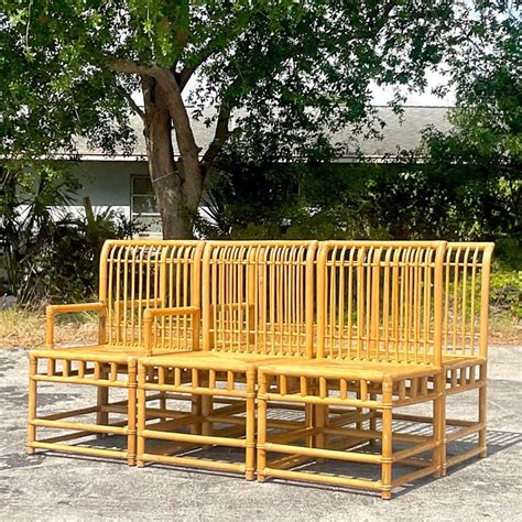 Vintage Coastal Rattan High Back Dining Chairs, Set of Six For Sale at 1stDibs