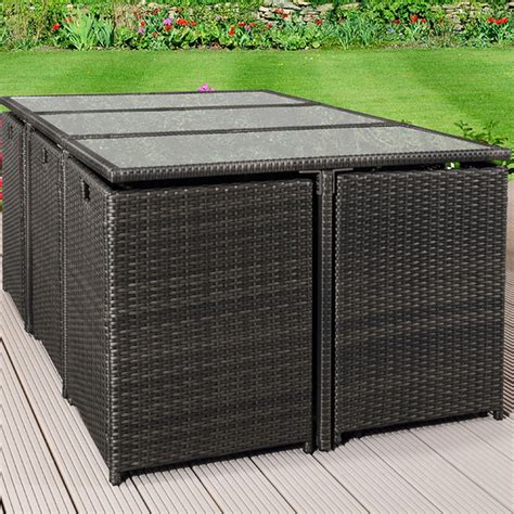 11 Piece Cube Rattan Garden Furniture Set