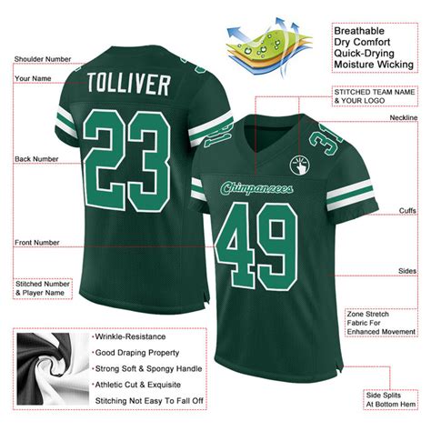 Custom Green Kelly Green-White Mesh Football Jersey – Cadadesigns