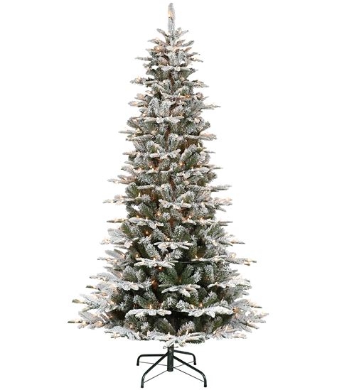 Puleo International Inc. Pre-Lit Flocked 7.5-ft. Artic Fir Slim ...