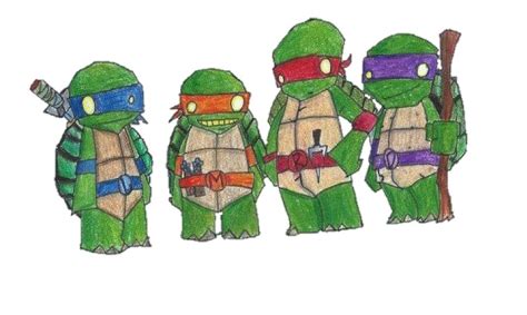 Chibi Ninja Turtles Drawing by Sarah Art