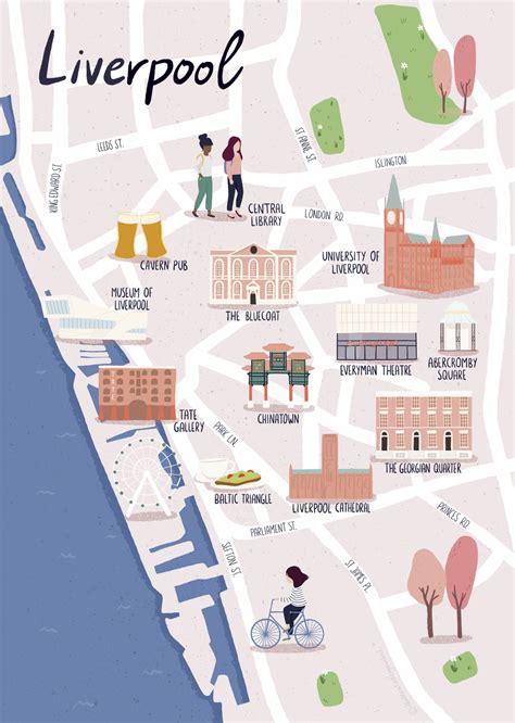 Liverpool map illustrated print liverpool gift etsy – Artofit