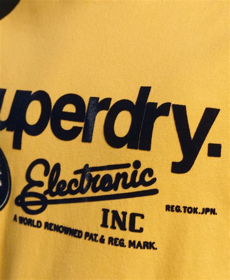 Mens - Core Logo Graphic Raglan T-Shirt in Pigment Yellow | Superdry UK