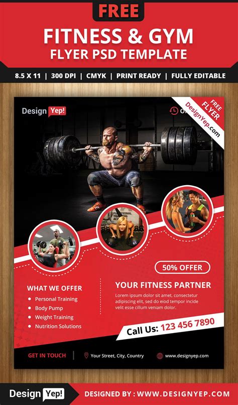 Free Fitness & Gym Flyer PSD Template - DesignYep | Gym poster, Fitness ...