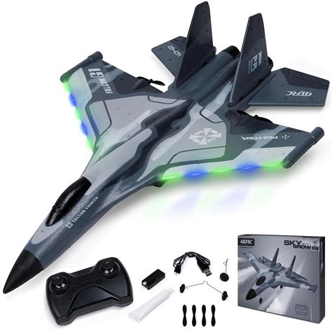 Buy SkyylineTek RC Jet 2.4 Ghz RC Plane with Smart Gyro System, Dual-Motor, and LED Lights,F-22 ...