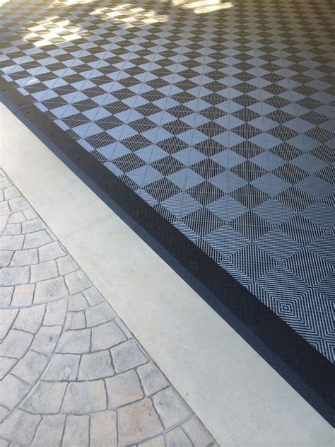 Garage Tile Flooring & Black Diamond Plate Transition Stri… | Flickr