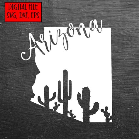 Digital File Arizona State Silhouette with Cactus Cut File | Etsy