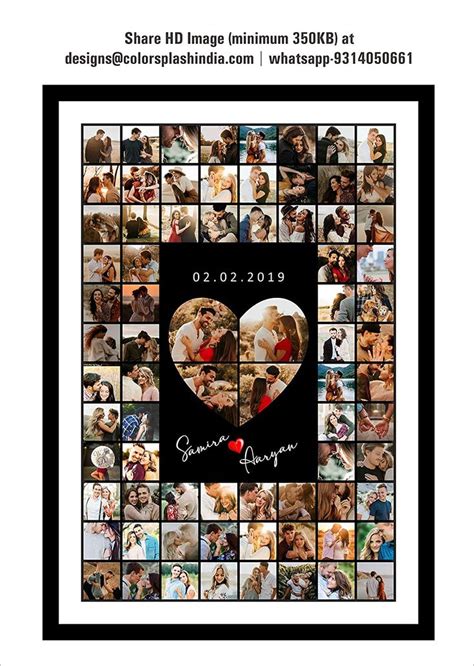 Mosaic Photo Frame Collage of Images for Anniversary, Birthday Gift for ...