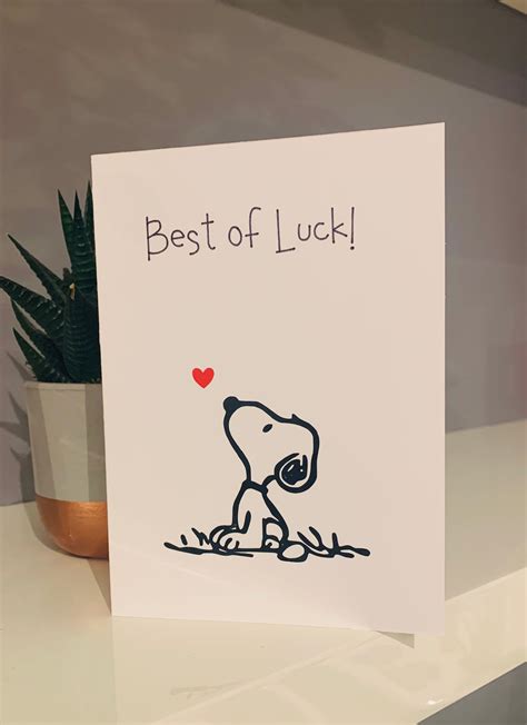 Best of Luck Good Luck Card Snoopy Heart Encouragement Card | Etsy