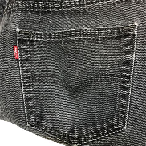 Levis 550 Men's black marbled acid wash cotton denim... - Depop