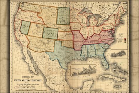 24"x36" Gallery Poster, Military map of the United States 1861 p10 ...