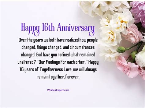 Happy 16th Anniversary Wishes And Messages