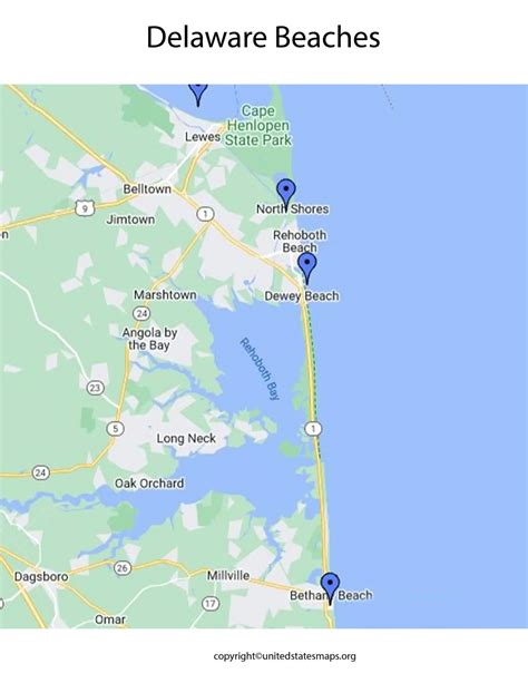 Delaware Beaches Map | Map of Delaware Beaches