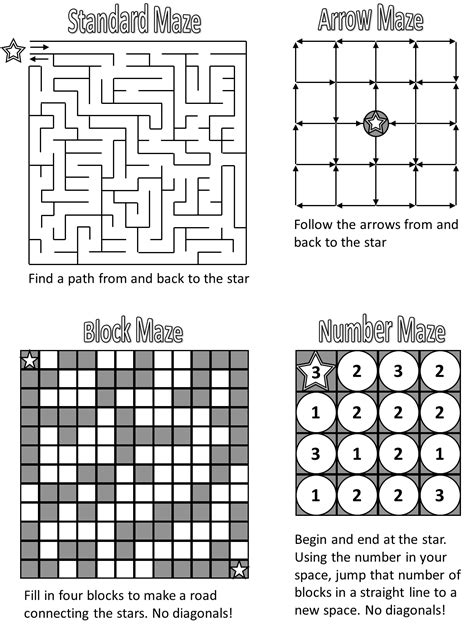 Maze Types Puzzles | Free Printable Puzzle Games