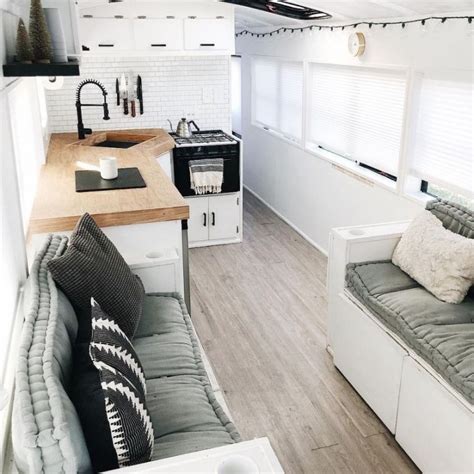 Couple Transforms Old Thomas School Bus into Comfy Mobile Home | Bus living, Caravan interior ...