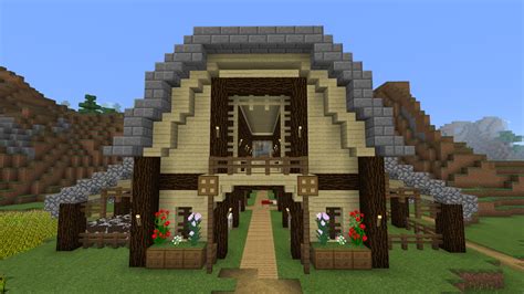 This is a medieval barn I made, I'm not sure if I like the flowers in the front or the stone ...