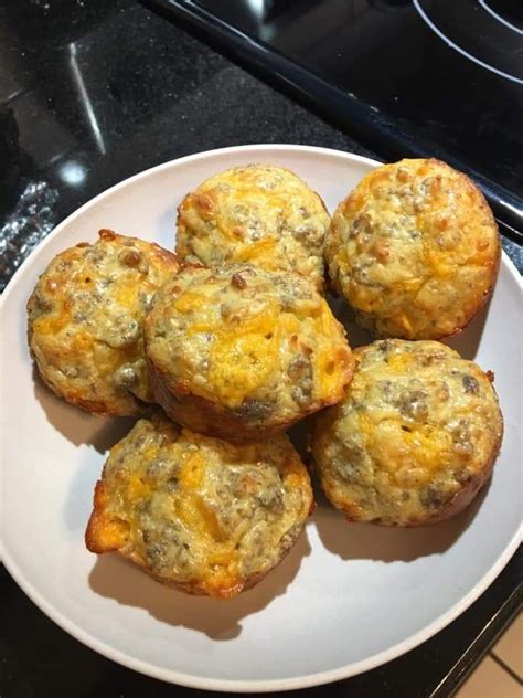 Sausage & cheese muffins. Easiest recipe ever: 1 cup bisquick mix, 4 beaten eggs, 1/2 tsp salt ...