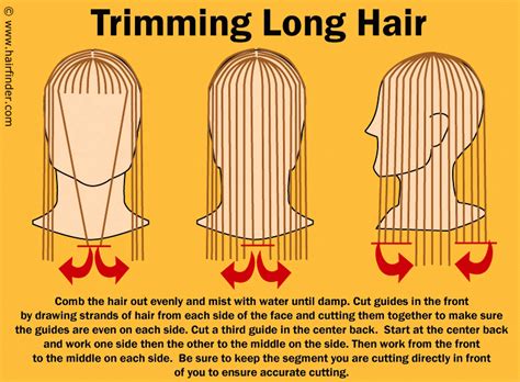 How to cut long hair in a curved line