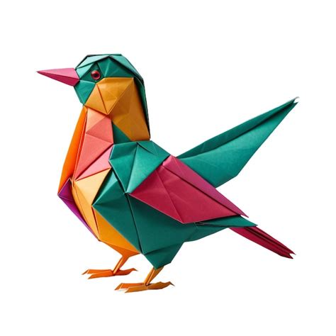 Premium AI Image | Origami style colourful bird made of craft paper