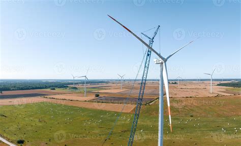 Wind Turbine Construction. Aerial view. 10634432 Stock Photo at Vecteezy