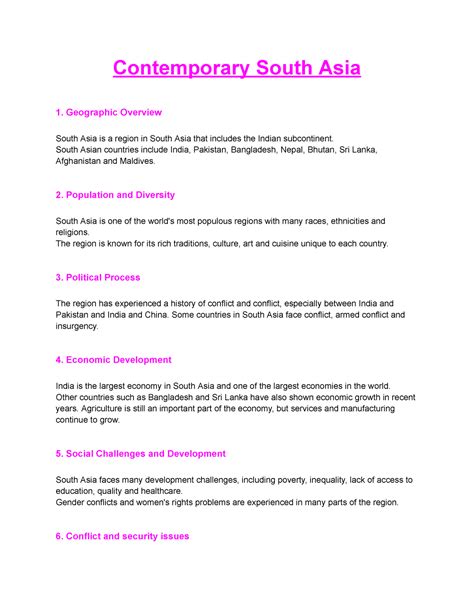 Contemporary South Asia - Geographic Overview South Asia is a region in South Asia that includes ...