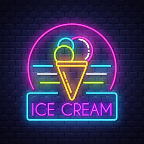 Ice cream neon sign Vector | Premium Download