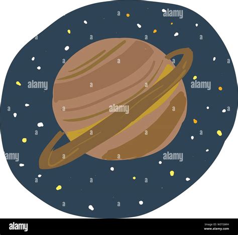 The planet Saturn in the beautiful solar system, vector, color drawing ...