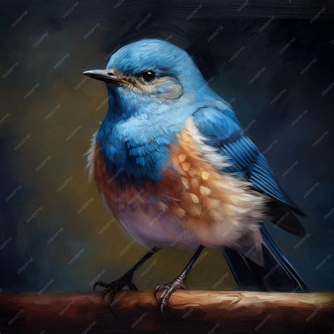 Premium AI Image | a painting of a blue bird with a yellow patch on the chest.