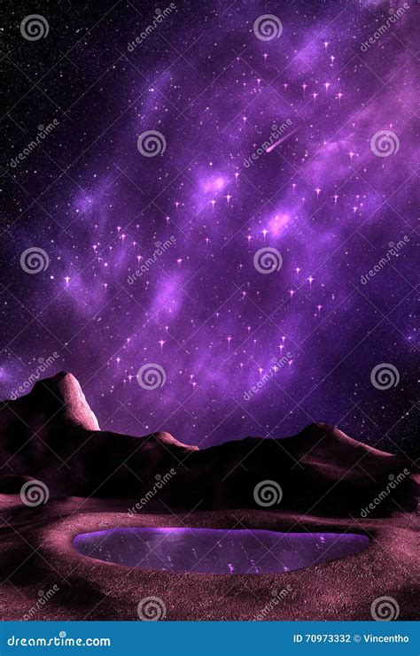 Purple Planet with Pond Water Stock Illustration - Illustration of background, nebula: 70973332
