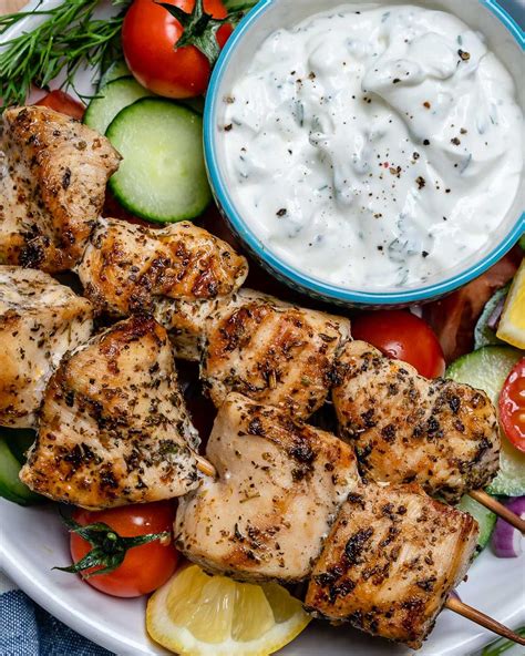 Grilled Chicken Skewers + Homemade Tzatziki are BBQ Perfection! | Clean Food Crush Clean Eating ...