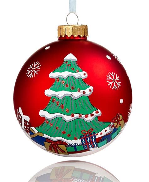 Holiday Lane Glass Red 2018 Dated Christmas Ball Ornament, Created for Macy's & Reviews ...