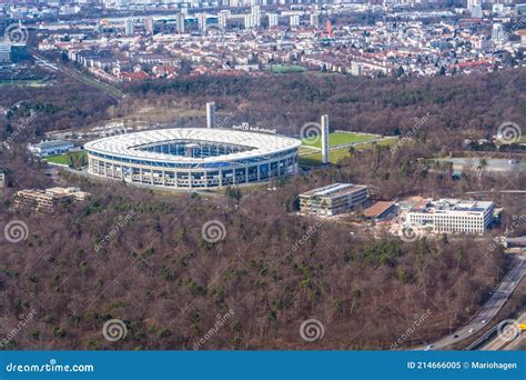 Aerial View of `Deutsche Bank Park` and Waldstadion Located South of Central City of Frankfurt ...