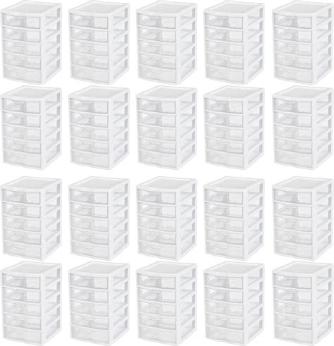 Sterilite Clearview Small Clear Plastic Stackable 5 Drawer Storage ...