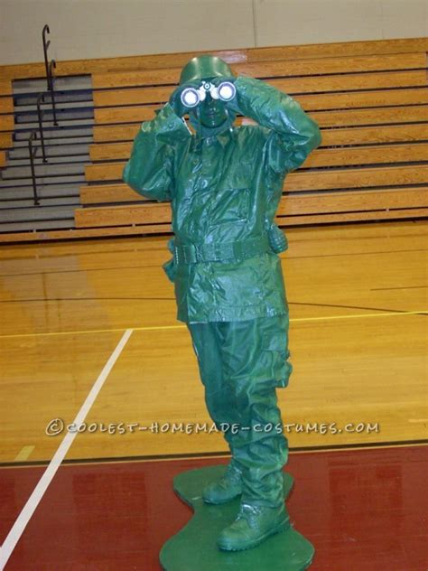 Homemade Plastic Green Army Man Halloween Costume for a Boy