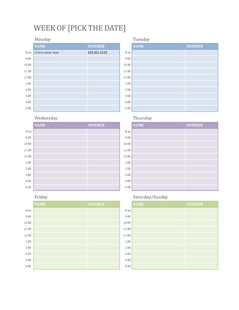 Weekly Appointment Calendar | Templates at allbusinesstemplates.com