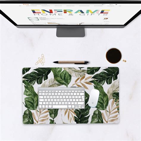 Extra Large Desk Mat, Personalized Office Decor for Women, Tropical Print Cubicle Decor ...