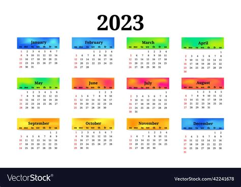 Calendar for 2023 isolated on a white background Vector Image