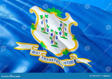 Connecticut Flag State. 3D Waving Flag Design. US State Flags of ...