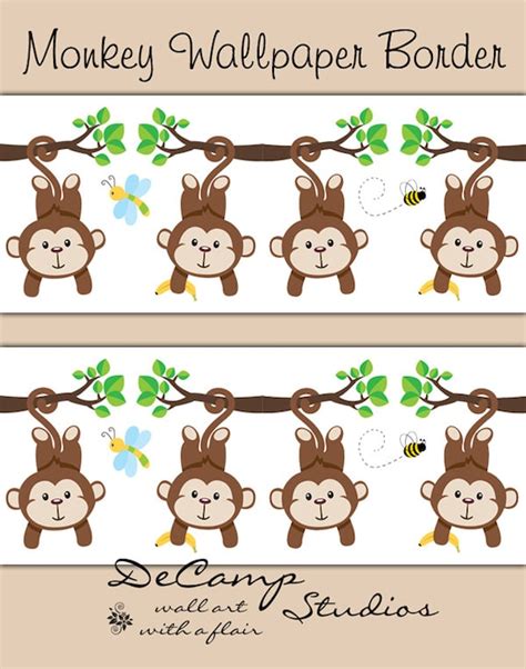 MONKEY WALLPAPER BORDER Wall Decals Baby Boy Jungle Safari