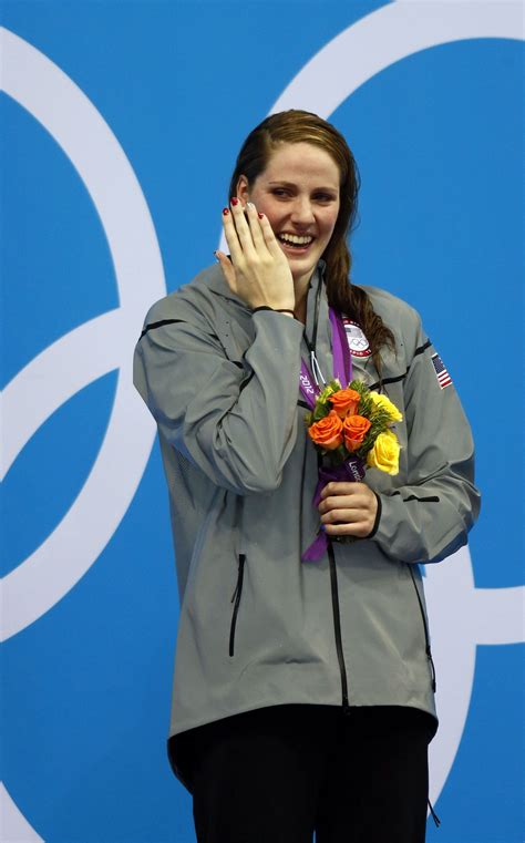 Missy Franklin stands on the podium after receiving her gold medal. | Olympic swimming, Olympic ...