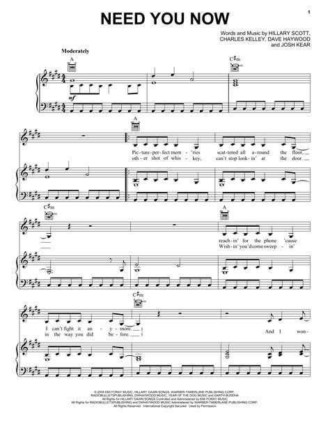 Need You Now | Sheet Music Direct